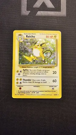 Pokemon TCG Raichu Holo Rare Base Set 14/102 WOTC 1999 Vintage Holo Card - Image 1