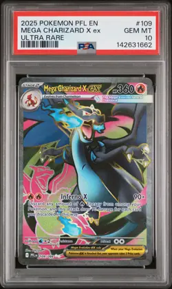 2025 POKEMON PFL EN-PHANTASMAL FLAMES ULTRA RARE #109 MEGA CHARIZARD X EX PSA 10 - Image 1