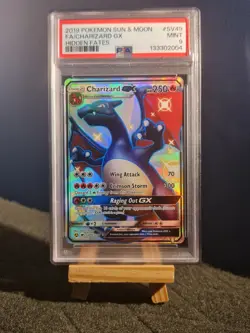 2019 POKEMON SUN & MOON HIDDEN FATES #SV49 FULL ART/CHARIZARD GX PSA 9 - Image 1