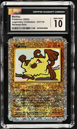 CGC 10 Gem Mint Mankey Reverse Foil 81/110 Legendary Collection (2002) - Image 1
