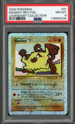 2002 Pokemon Legendary Collection Mankey Reverse Holo Foil 81/110 PSA 8 - Image 1