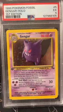 PSA 5 Gengar Holo 1st Edition 1999 Pokemon Fossil 5/62 WOTC - Image 2