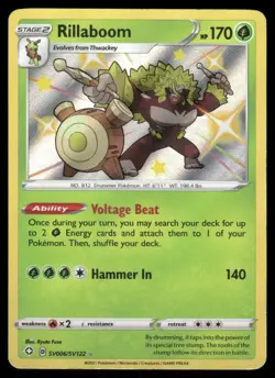 Pokemon Cards Rillaboom SV006/SV122 Shining Fates Shiny Vault Rare Shiny NM - Image 1