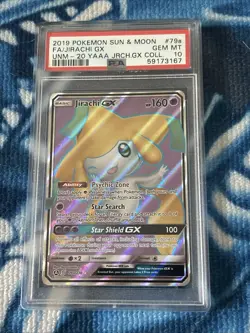 2019 Pokemon S&M Unified Minds Black Star Promo Jirachi GX Full Art #79a PSA 10 - Image 2