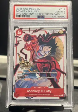 Bandai One Piece Monkey.D.Luffy Leader 3rd Anniversary 3 Brothers Pack PSA 10 - Image 1