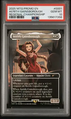 2025 MTG PROMOS REGIONAL CHAMP #0001 AERITH GAINSBOROUGH PSA 10 - Image 1