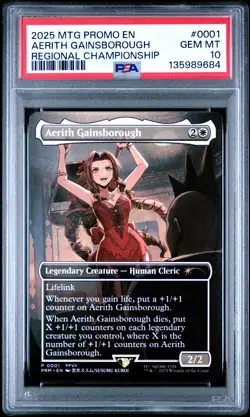 2025 MTG PROMOS REGIONAL CHAMP #0001 AERITH GAINSBOROUGH PSA 10 - Image 1