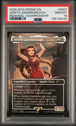 2025 MTG PROMOS REGIONAL CHAMP #0001 AERITH GAINSBOROUGH PSA 10 - Image 1