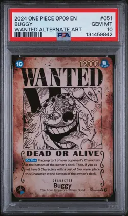 2024 ONE PIECE OP09-EMPERORS IN THE NEW WORLD WANTED ALTERNATE ART BUGGY PSA 10 - Image 1