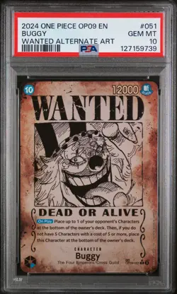 2024 ONE PIECE OP09-EMPERORS IN THE NEW WORLD WANTED ALTERNATE ART BUGGY PSA 10 - Image 1