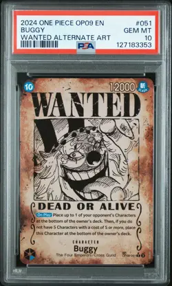2024 ONE PIECE OP09-EMPERORS IN THE NEW WORLD WANTED ALTERNATE ART BUGGY PSA 10 - Image 1
