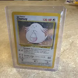 CHANSEY Holo 1999 BASE Set 2 Pokemon Card 3/130 MODERATE PLAY - Image 1