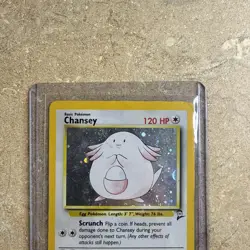 CHANSEY Holo 1999 BASE Set 2 Pokemon Card 3/130 MODERATE PLAY - Image 3