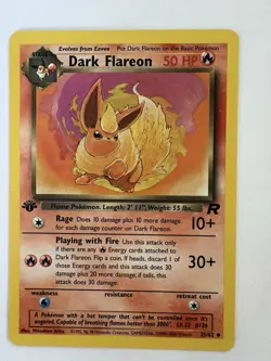 Pokemon TCG Dark Flareon 1st Edition Uncommon Card 35/82 Team Rocket Vintage - Image 1