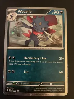 Pokemon TCG Phantasmal Flames Weavile MEP 021 Black Star Promo Card - Image 1