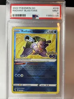 2022 Pokemon SWSH Pokemon GO Radiant Blastoise #018/078 PSA 9 - Image 1