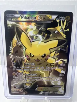 Pokemon TCG Pikachu EX Yx/124 Ultra Rare Full Art Holo Foil Near Mint - Image 1