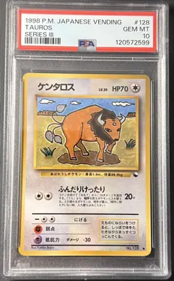 PSA 10 Pokemon 1998 Japanese Vending Series 3 Tauros #128 - Image 1