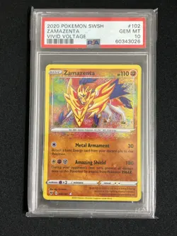 2020 POKEMON VIVID VOLTAGE AMAZING RARE ZAMAZENTA 102/185 PSA 10 - Image 1