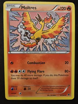 Moltres 9/124 XY Fates Collide Non Holo Rare Pokemon Trading Card Game 2016 NM - Image 1