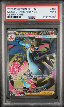 2025 POKEMON PFL EN-PHANTASMAL FLAMES ULTRA RARE #109 MEGA CHARIZARD X EX PSA 9 - Image 1
