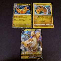Pokemon Dragonite Card Lot 3 NM V Holo McDonalds 2024 Team Up Go Trading Cards - Image 5