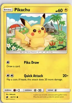 Pokemon Pikachu 30/111 Sun Moon Crimson Invasion Common Trading Card TCG - Image 3