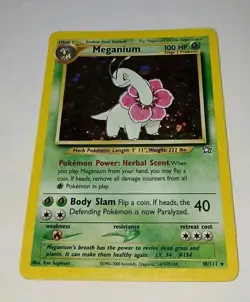 Vintage MEGANIUM 10/111 Unlimited - Holo Rare Pokemon Card - Neo Genesis - LP - Image 1