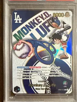 Monkey D. Luffy Dodgers x One Piece 2025 Night Series PSA 10 Gem MT #010 Leader - Image 3