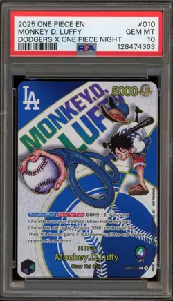 One Piece CCG Monkey.D.Luffy Dodgers X One Piece Night EB02-010 PSA 10 Gem Mint - Image 1