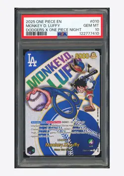 One Piece PSA 10 Monkey D Luffy Promo 2025 EB02-010 Dodgers X One Piece English - Image 1