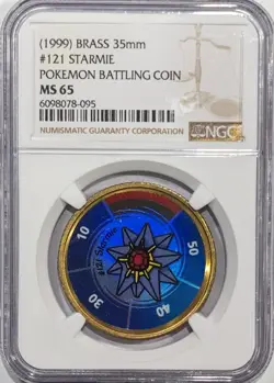 1999 Pokemon Battling Coin STARMIE #121 - NGC MS65 - Image 1