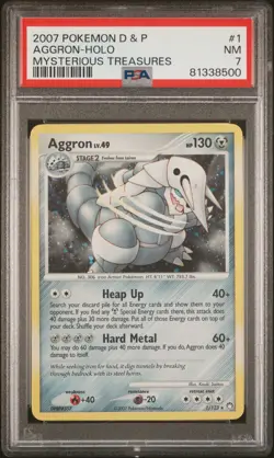 Aggron 2007 Pokemon Diamond & Pearl Mysterious Treasures 1/123 HOLO PSA 7 NM - Image 1