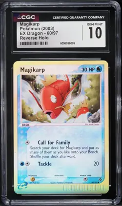 CGC 10 GEM MINT Magikarp 2003 EX Dragon 60/97 Reverse Holo Pokemon Card - Image 1