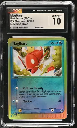 CGC 10 GEM MINT Magikarp 2003 EX Dragon 60/97 Reverse Holo Pokemon Card - Image 1