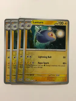 Pokemon Card Paldean Fates 4x Playset Reverse Holographic Lanturn 021/091 NM - Image 1