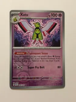 Pokemon Card Paldean Fates Reverse Holographic Xatu 026/091 NM - Image 1