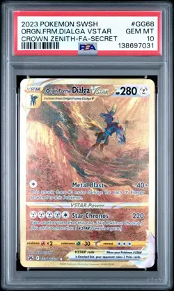 PSA 10 Origin Forme Dialga VSTAR GG68/GG70 Crown Zenith Pokemon Card 2023 Gold - Image 1