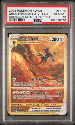 2023 ORIGIN FORME DIALGA VSTAR PSA 10 GG68/GG70 Crown Zenith Pokemon English - Image 1
