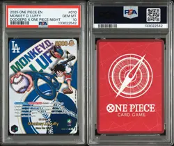 PSA 10 Monkey D Luffy EB02-010 L Dodgers One Piece Night Promo Card English 2025 - Image 3