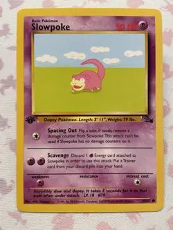 1st Edition Slowpoke 55/62 Fossil Set - Common Pokemon Card - NM/Mint - Image 1