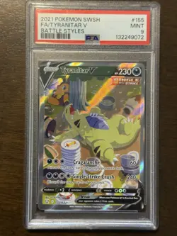 2021 Pokemon SWSH Battle Styles FA Tyranitar v Alternate Art 155/163 PSA 9 Mint - Image 1