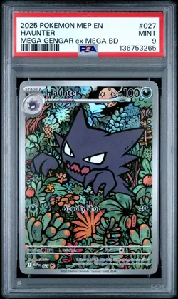 2025 PSA 9 Graded Pokemon Haunter 027 Mega Gengar EX Mega Battle Deck - Image 1