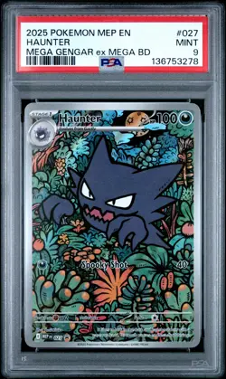 2025 PSA 9 Graded Pokemon Haunter 027 Mega Gengar EX Mega Battle Deck - Image 1