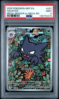 2025 PSA 9 Graded Pokemon Haunter 027 Mega Gengar EX Mega Battle Deck - Image 1