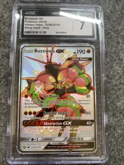 2019 Pokemon SM Hidden Fates Buzzwole GX #SV68/SV94 CGC 7 - Image 1