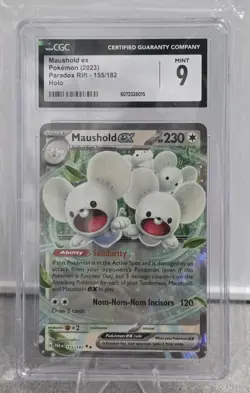 Maushold ex 155/182 SV04: Paradox Rift Holo Pokemon CGC Grade Mint 9 - Image 1