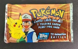 Pokemon TV Animation Edition Factory-Sealed Blue Logo Pack 1999 Topps - Image 1