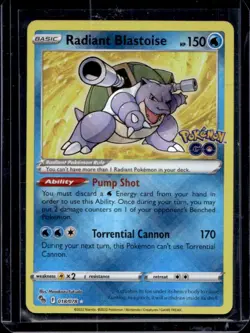 2022 Pokemon SWSH Pokemon GO Radiant Blastoise Holo #018/078 - Image 1