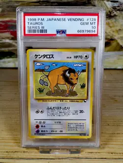 Tauros PSA 10 Pokemon Card. Japanese Vending Series 3 #128. 1998 WOTC GEM MINT - Image 1